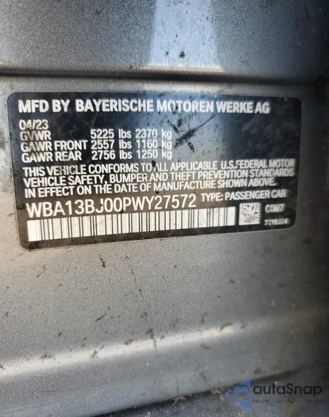 2023 BMW 530 Xi из США, поврежденный, VIN WBA13BJ00PWY27572